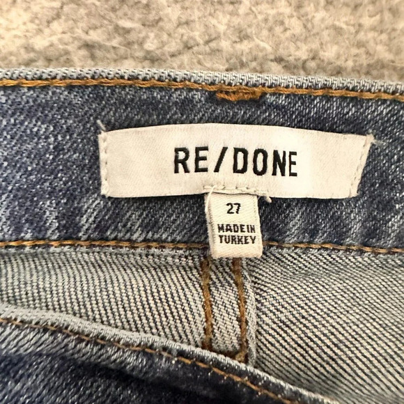 Re/Done Jeans 90s High Rise Ankle Crop Button Fly Raw Hems - Picture 4 of 11